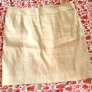 Halogen Nordstrom Khaki/Tan/Beige Linen Pencil Skirt Career Basic Neutral 16